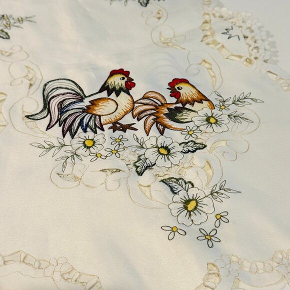 Embroidery Table Runner Farmhouse Country Chicken 54 x 15 in - Picture 5 of 7